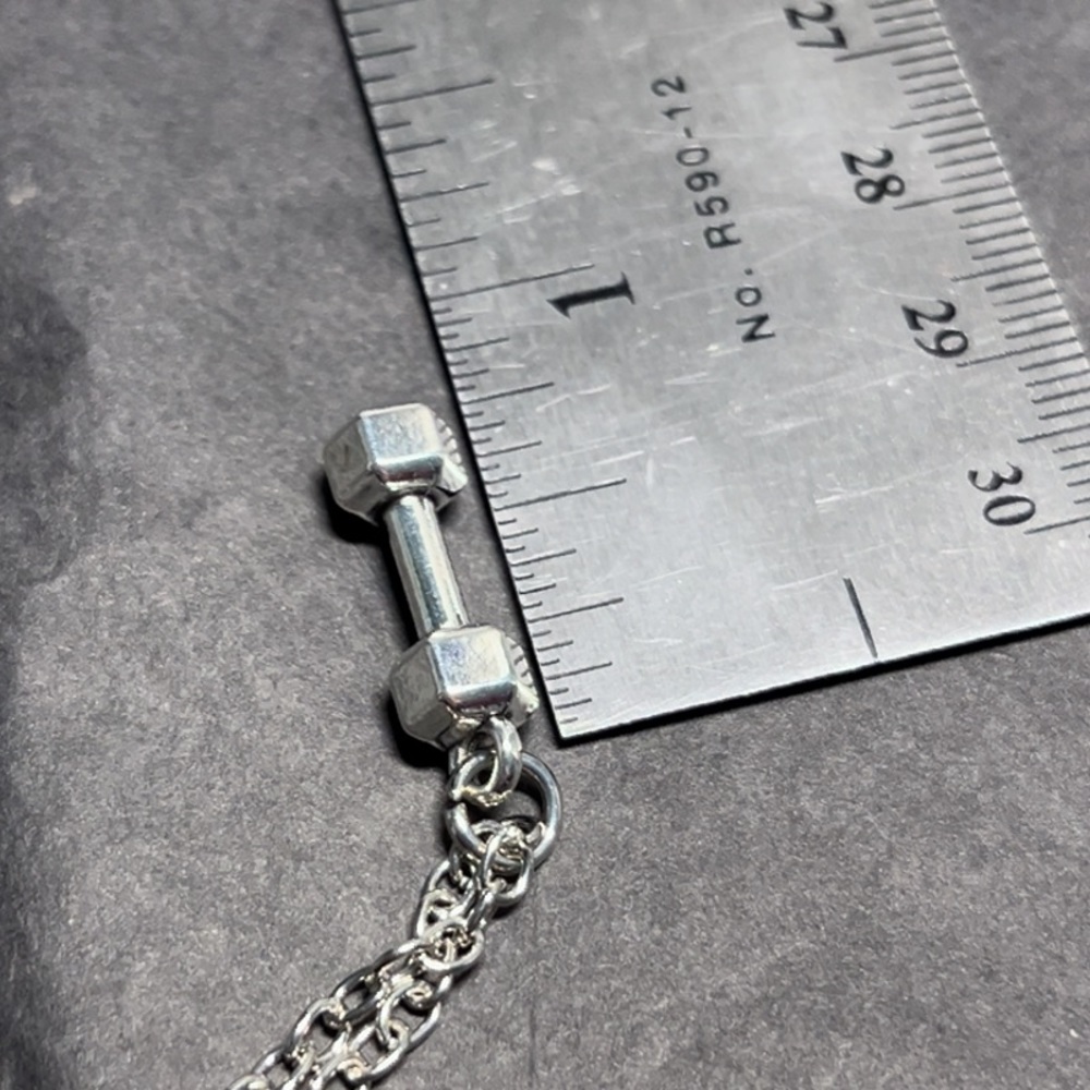 🇺🇸 18” Silver Dumbbell Pendant Necklace, Fitness, Jewelry Gift